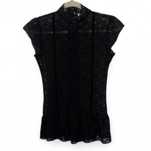Y2K Charlotte Russe Black Lace Goth High Neck Blouse